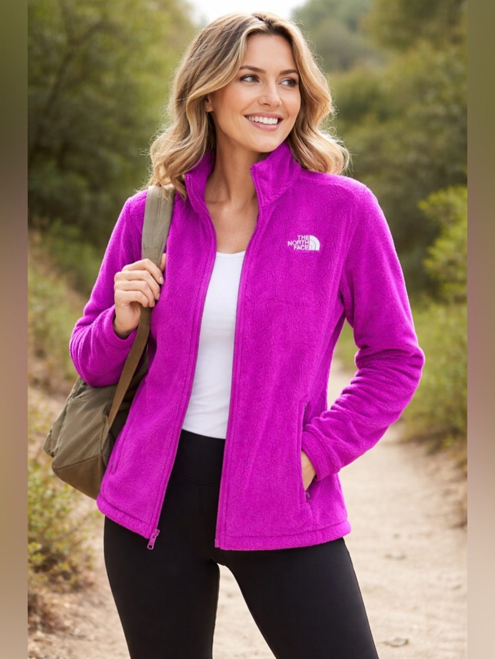 The North Face Women's Teddy Fleece Jacket in Bright Magenta